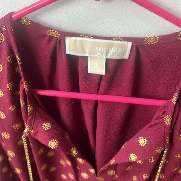 Michael Kors Dark red  and gold blouse MK top long sleeve small size - Picture 5 of 16